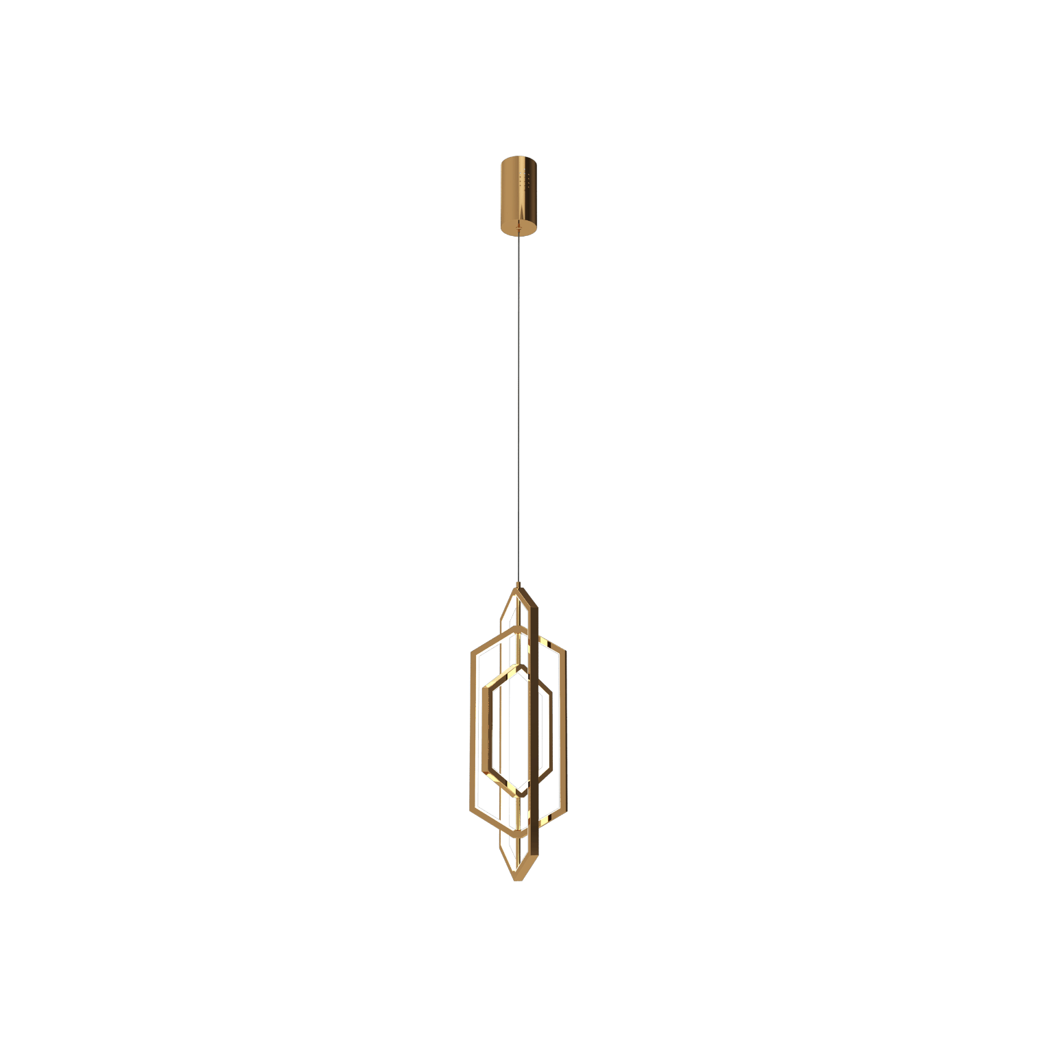 Hexa Verge hexagon LED pendant in aged brass